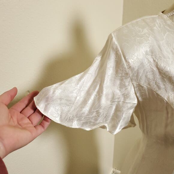 Vintage JODY Ivory Bridal Cottage field Corset Embossed Dress - Picture 6 of 15